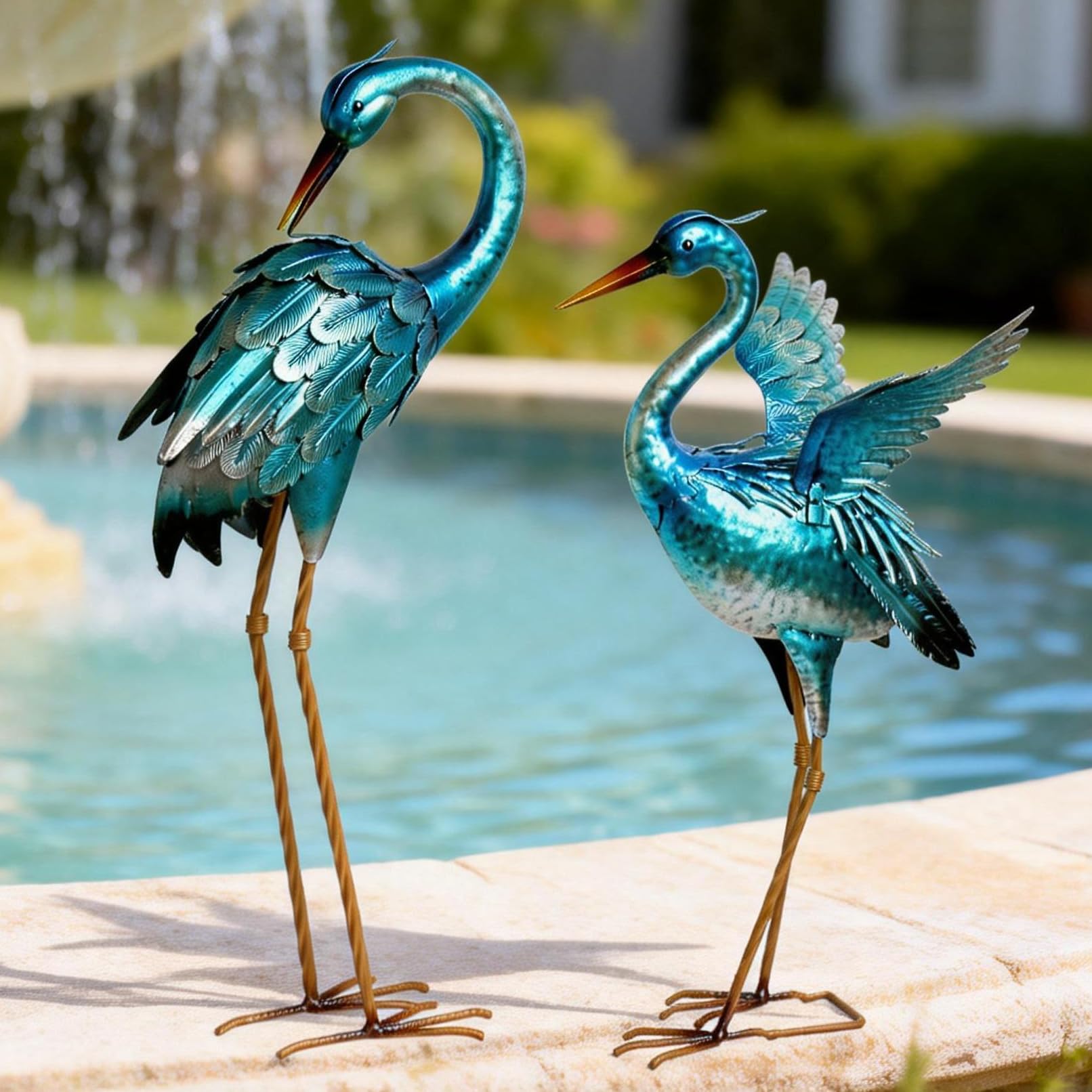 Ratuor front packaging showing blue heron statue and assembly benefits