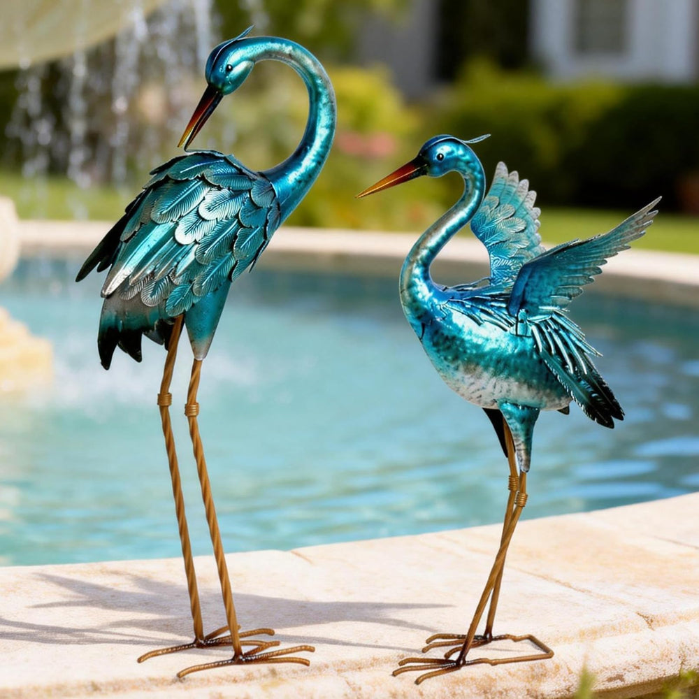 Ratuor front packaging showing blue heron statue and assembly benefits