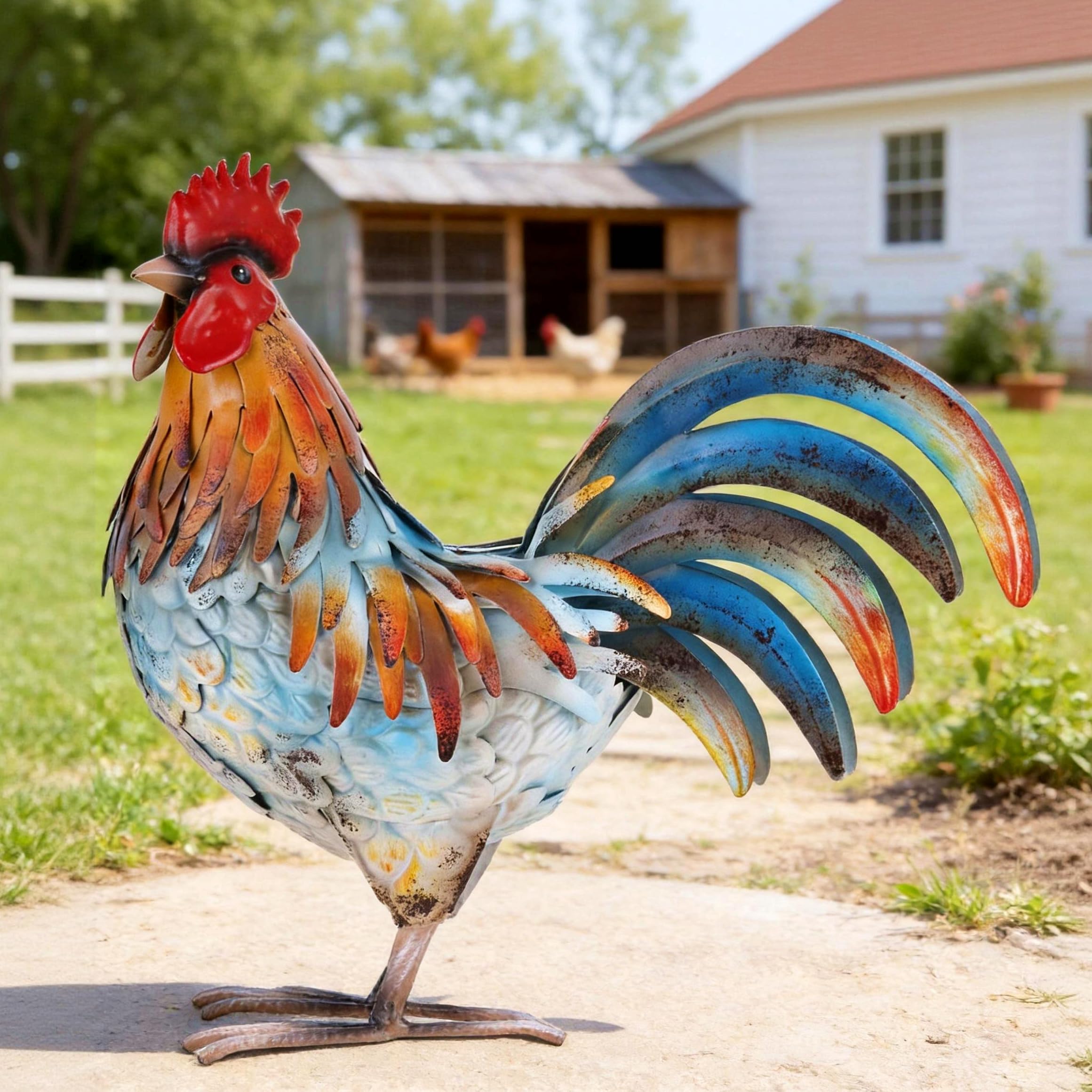 Ratuor rooster front view showing vivid color and sturdy form