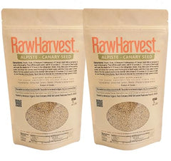 Raw Garden front packaging showing 2-pack canary seeds and clear labeling benefit: easy identification