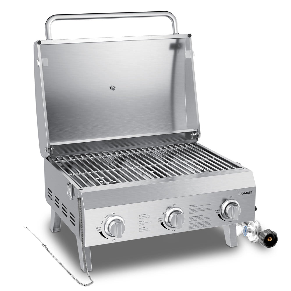 Raxmate close-up of a burner and control knob showing precise heat control and durable finish