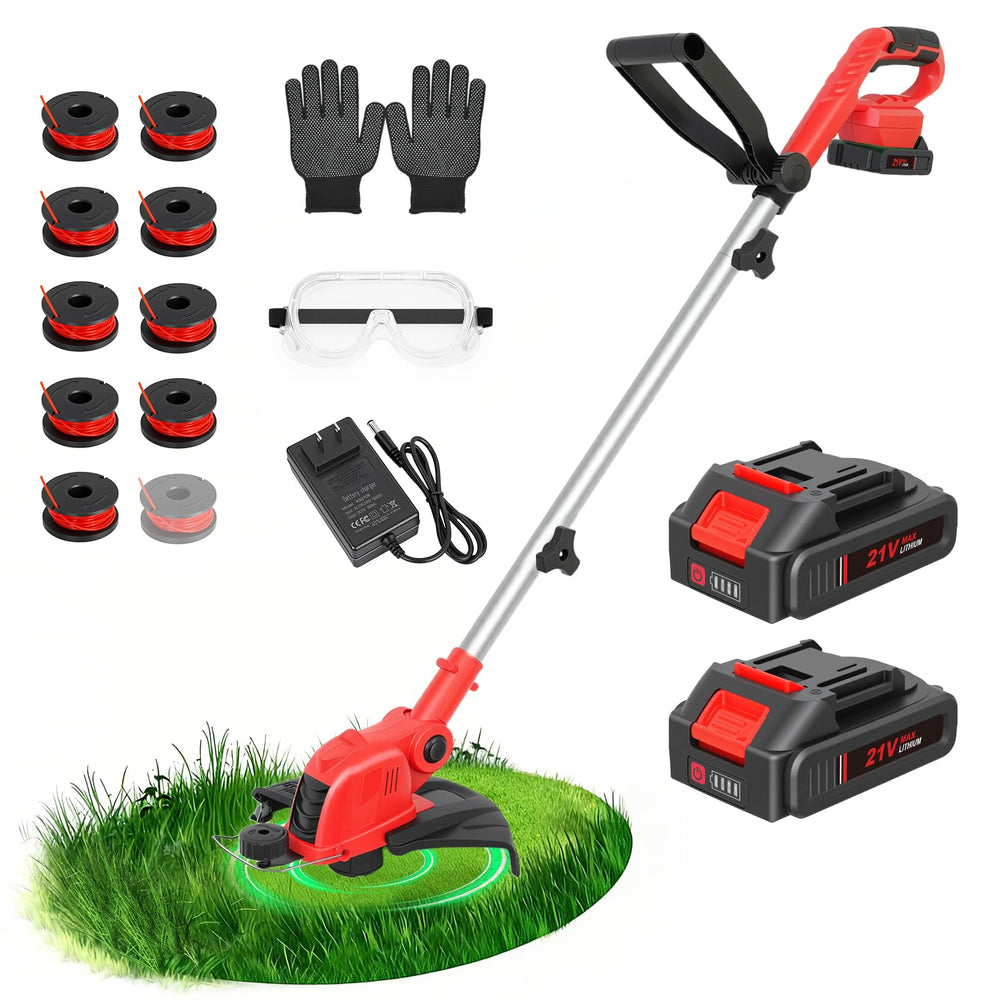 RAXONE front view showing compact cordless trimmer and benefit of easy storage