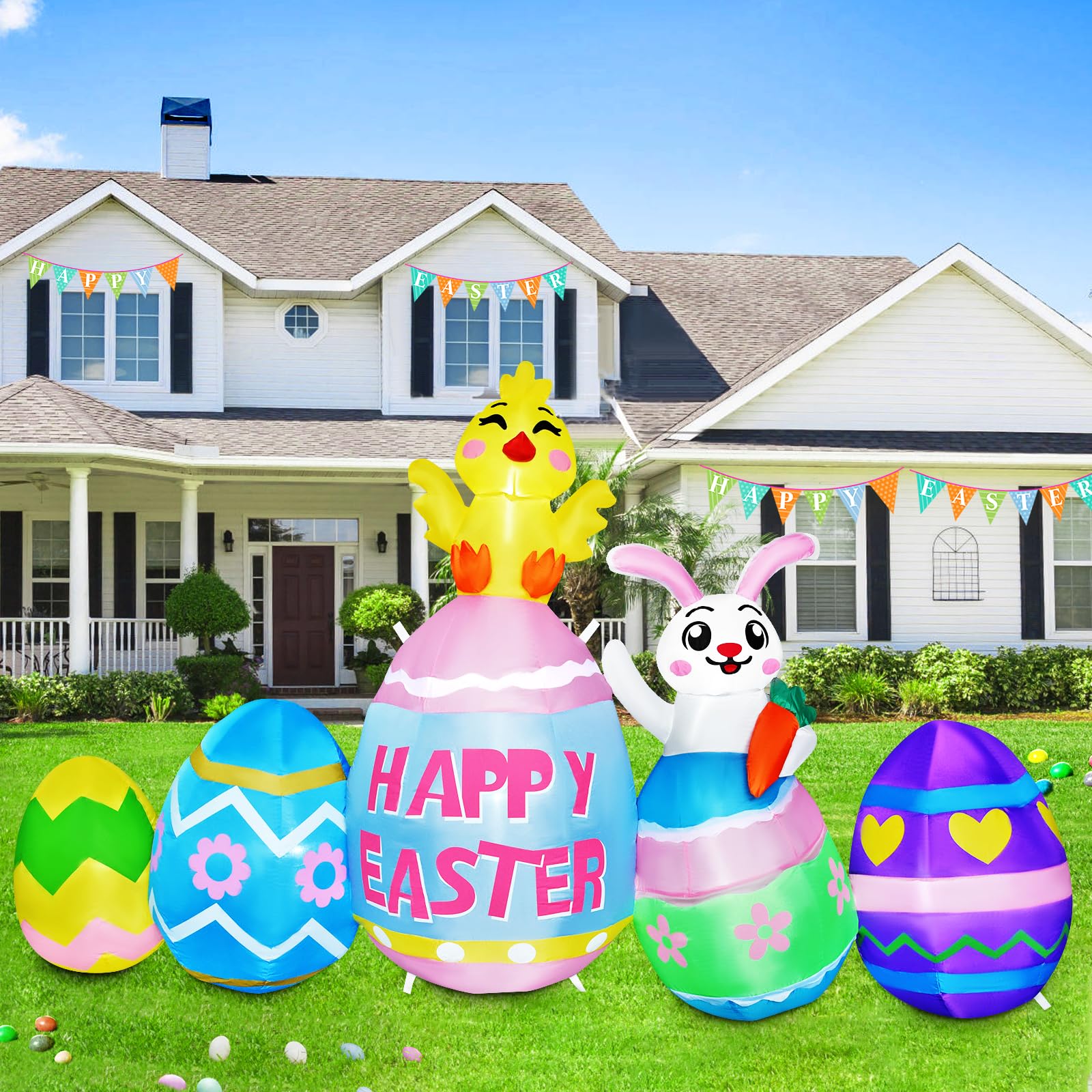 Raymall yard display in front lawn creating joyful spring atmosphere