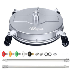 RAYNEL front view of 18-inch surface cleaner showing durable profile and quick-connect benefit