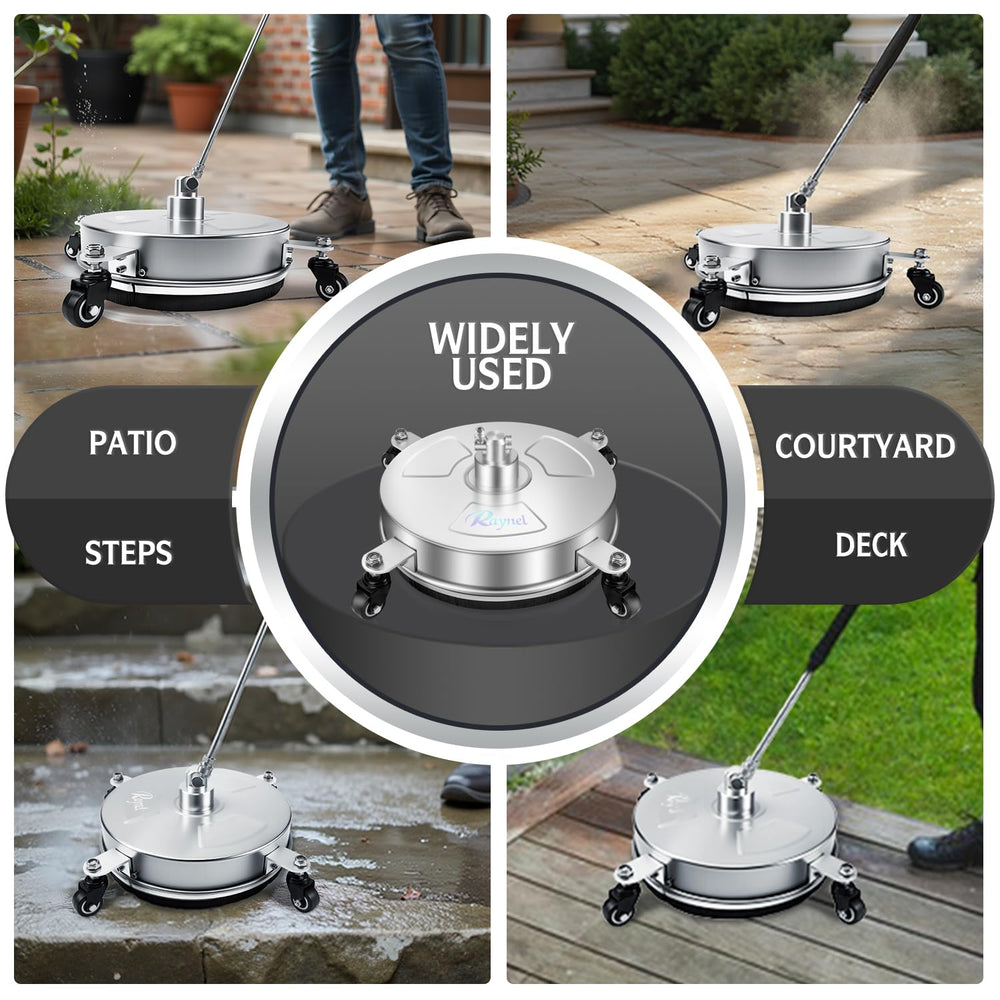 RAYNEL in action cleaning a driveway showing faster, streak-free results