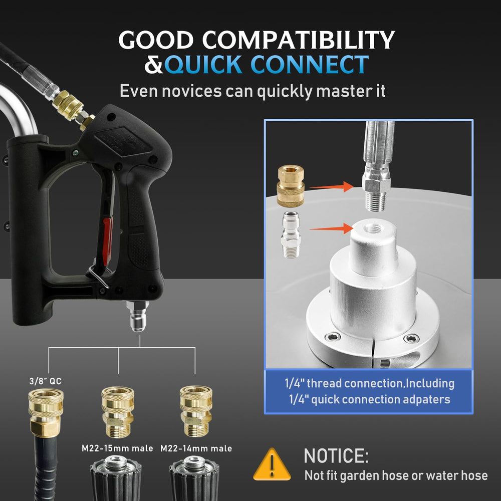 RAYNEL nozzle and jet close-up showing dual spinning jets for even cleaning