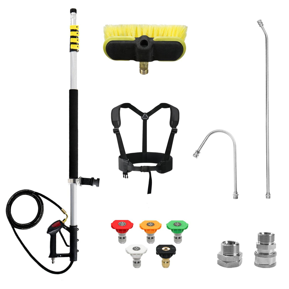 RAYNEL wand front view showing full pole and handle, easy extended reach