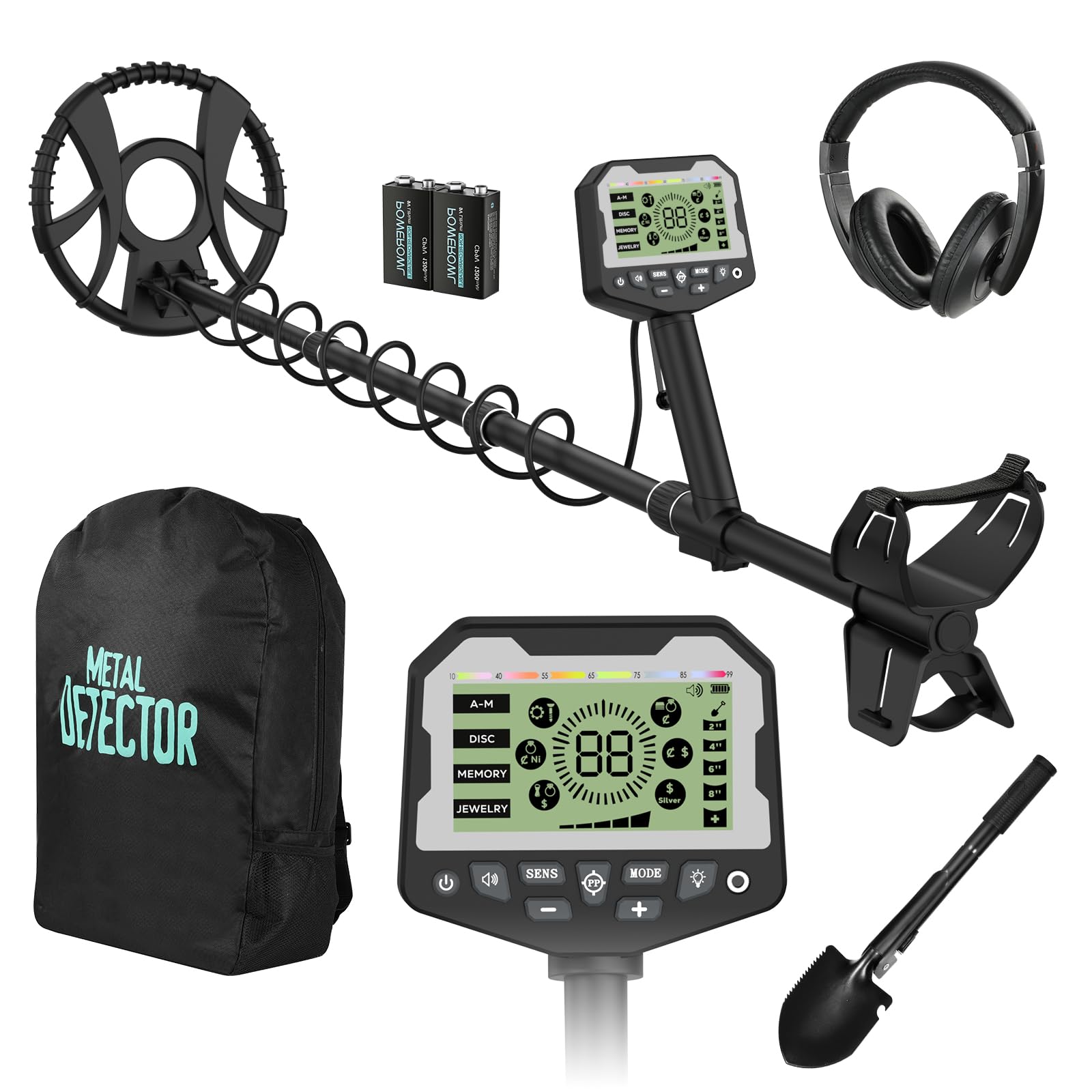 Raynesys front view of detector showing controls and ergonomic grip for comfortable searches