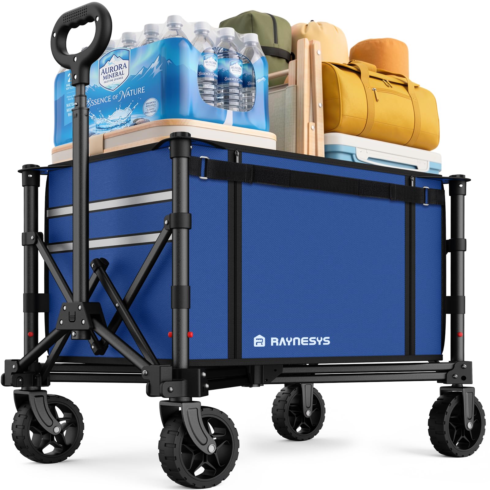Raynesys front view folded cart showing compact storage benefit