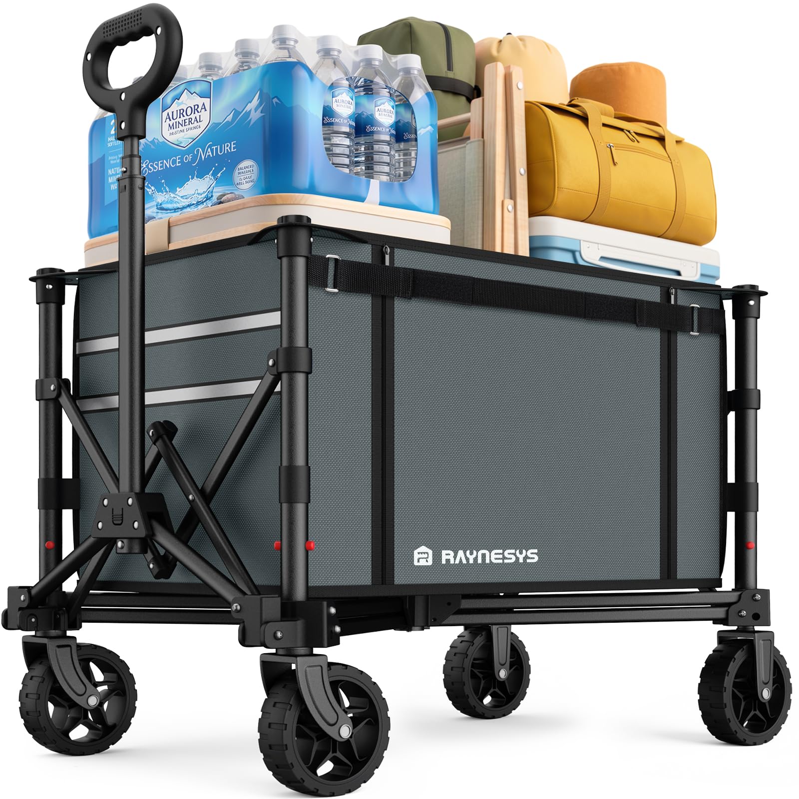 Raynesys front view folded wagon showing compact storage benefit