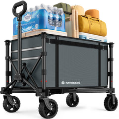Raynesys front view folded wagon showing compact storage benefit