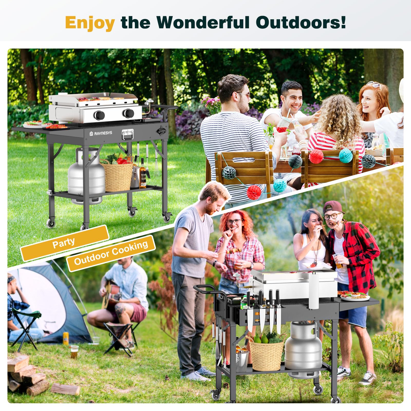 Raynesys in-use backyard camp setup creating a portable cooking station benefit