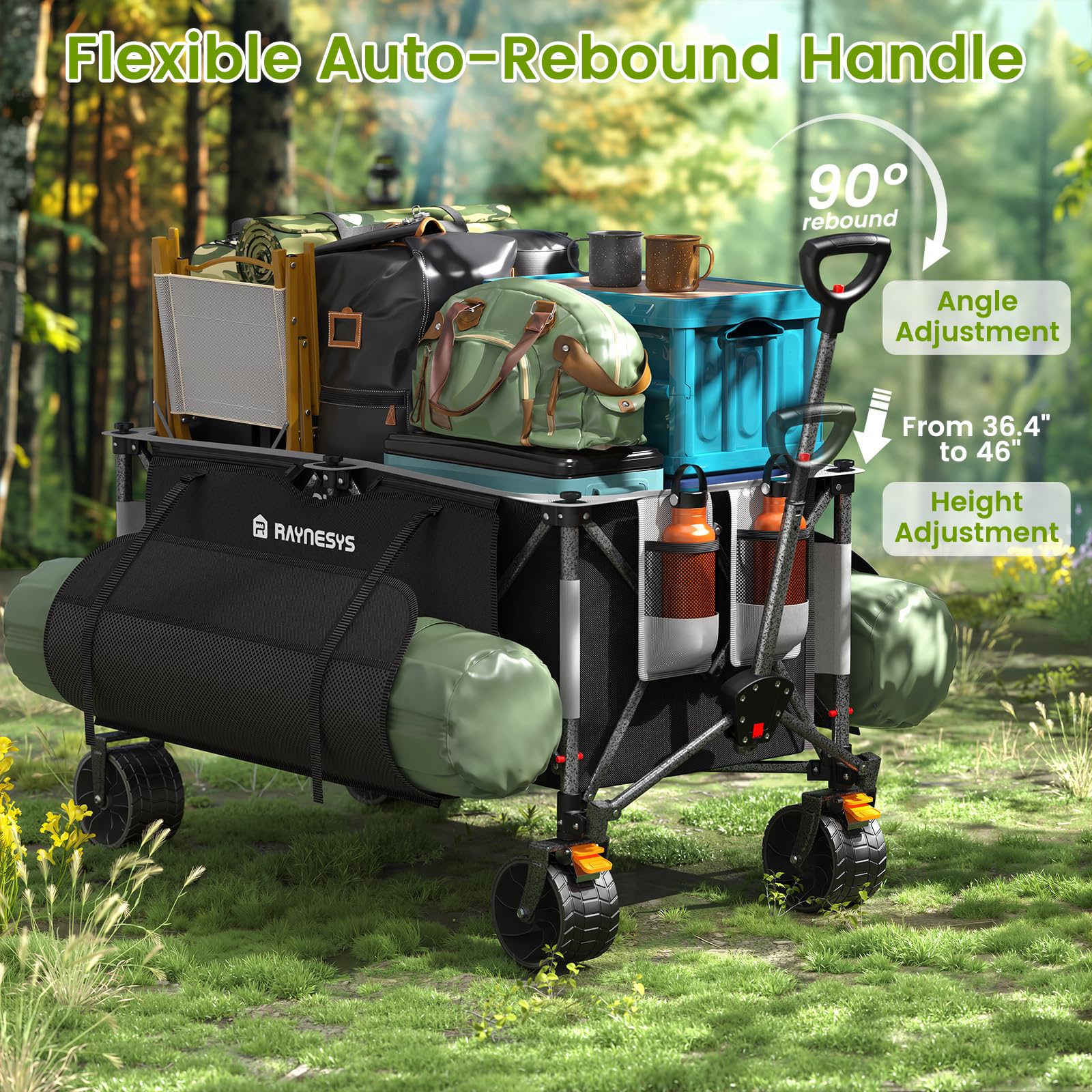 Raynesys in-use at beach carrying coolers and chairs with stability