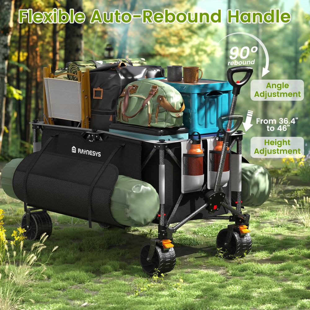 Raynesys in-use at beach carrying coolers and chairs with stability