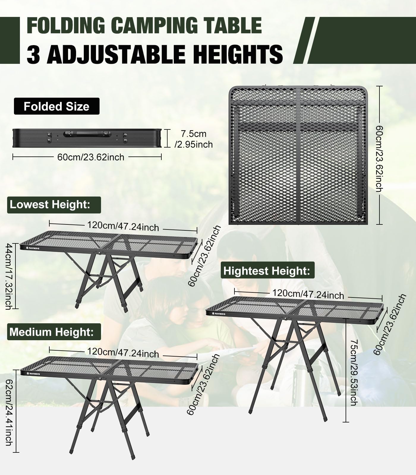 raynesys table in use at a campsite BBQ for reliable outdoor prep