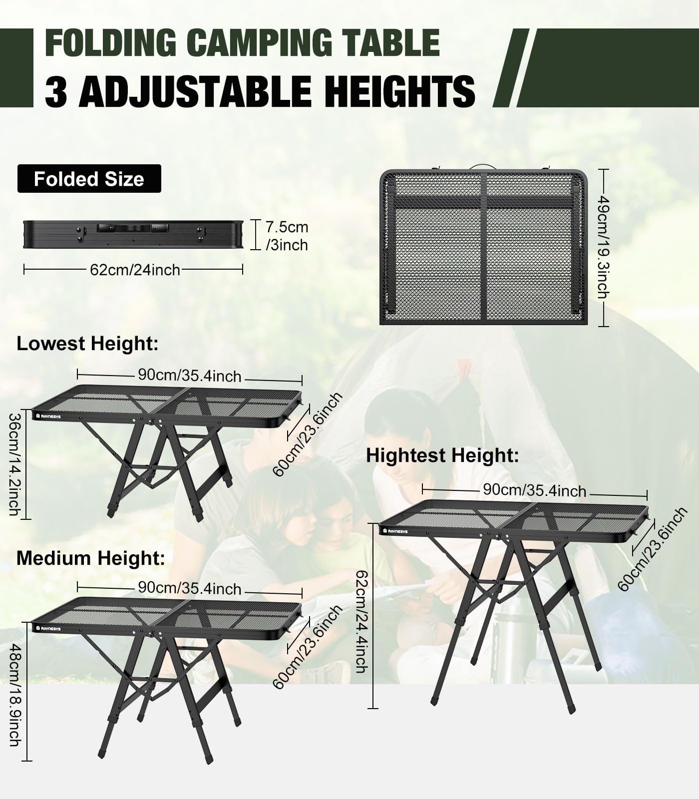 Raynesys in-use as grill table holding cookware and food for cooking convenience benefit