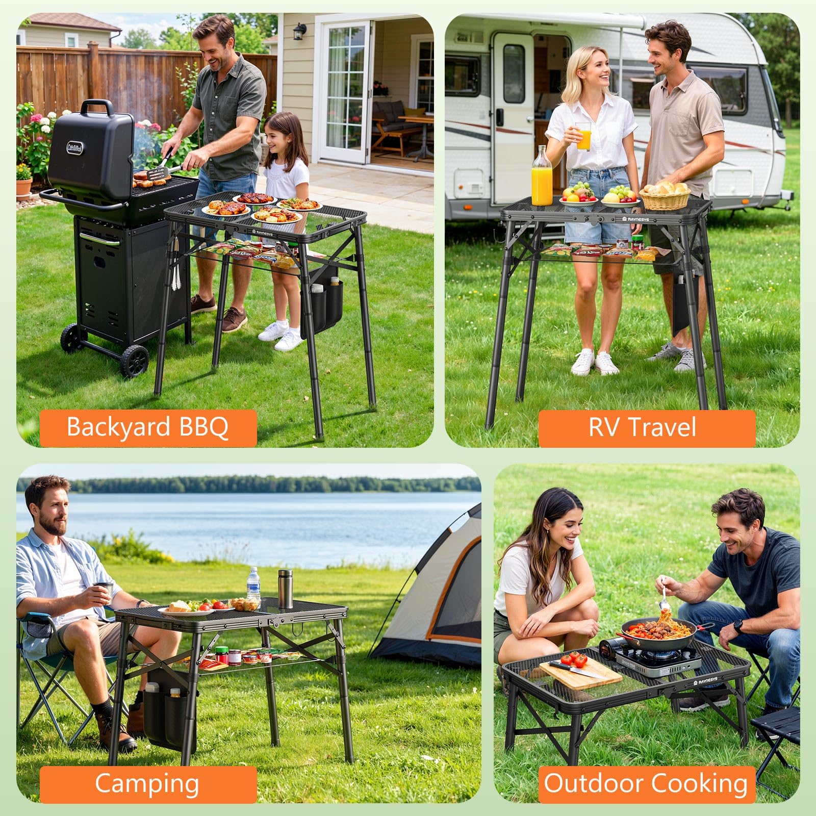 Raynesys lifestyle campsite setup showing table in a real outdoor cooking scene