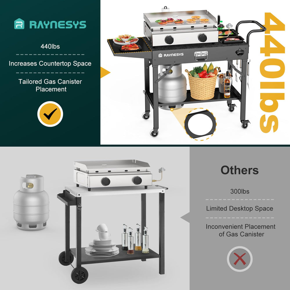 Raynesys lower shelf gas canister slot securing propane tank benefit