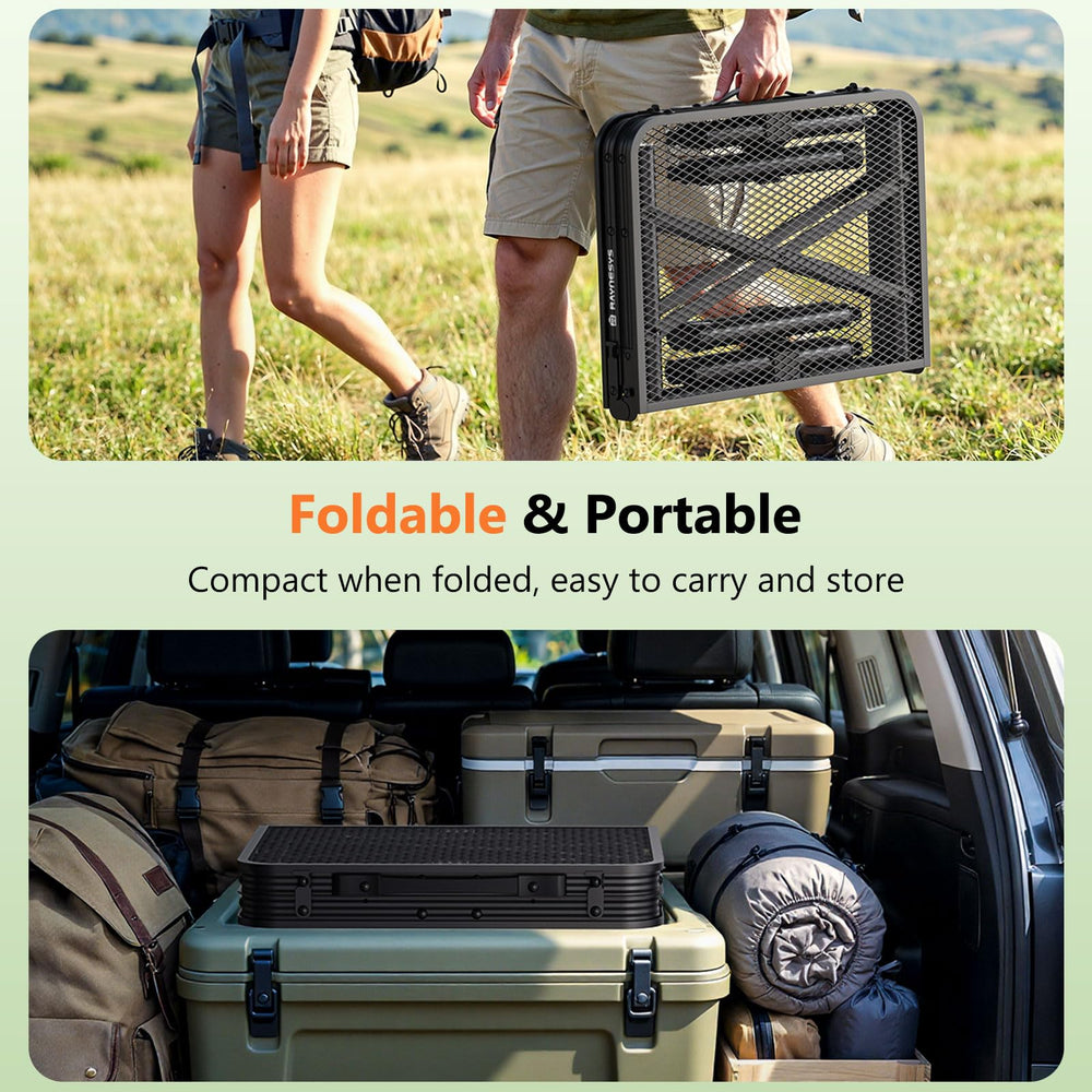 Raynesys size comparison next to a backpack illustrating compact footprint