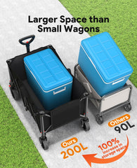 Raynesys wagon folded compactly in car trunk for easy transport and storage