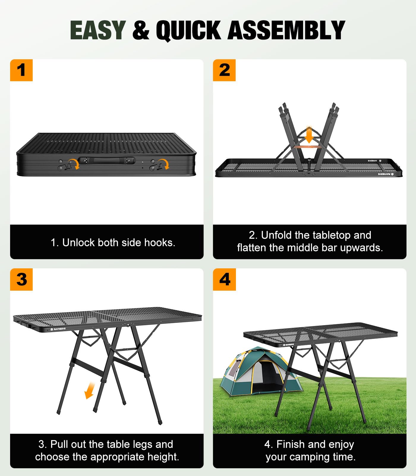 raynesys wiping tabletop to show waterproof, heat-resistant surface