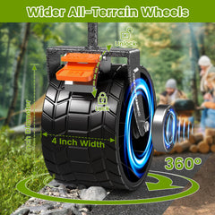 Raynesys wheel close-up showing all-terrain tread for smooth rolling