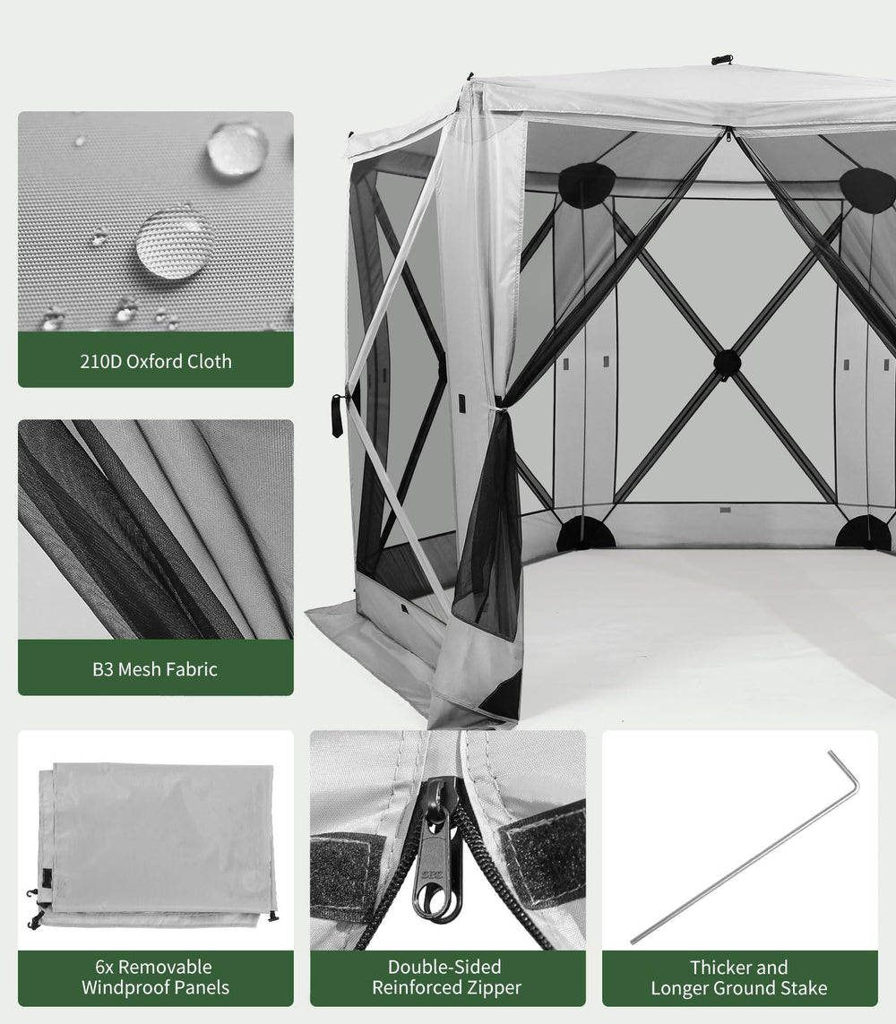 Raynesys wind cloth attached demonstrating added privacy and wind resistance