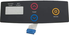 Raypak touchpad front panel showing controls and quick restoration benefit