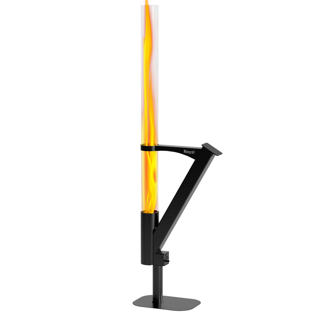 Rayzi rocket stove front view showing sleek profile and quick setup benefit