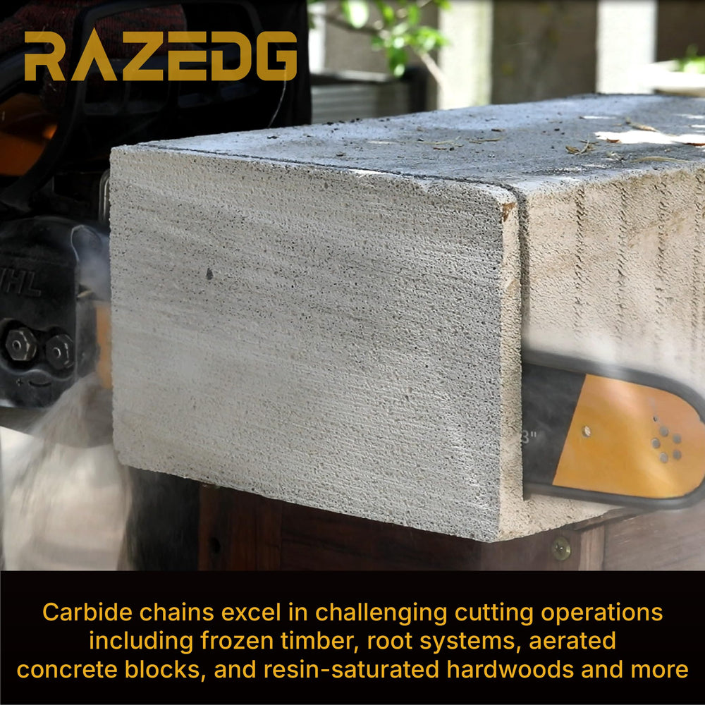 RazEdg tight detail of hardened rivets and drive links showing rugged construction and safety
