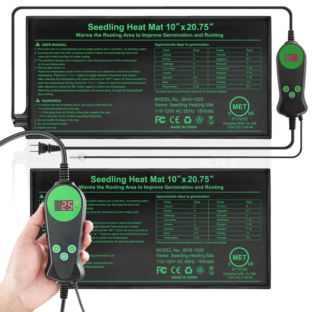 RC SLL front view of 2-pack heat mats showing packaging and size benefits