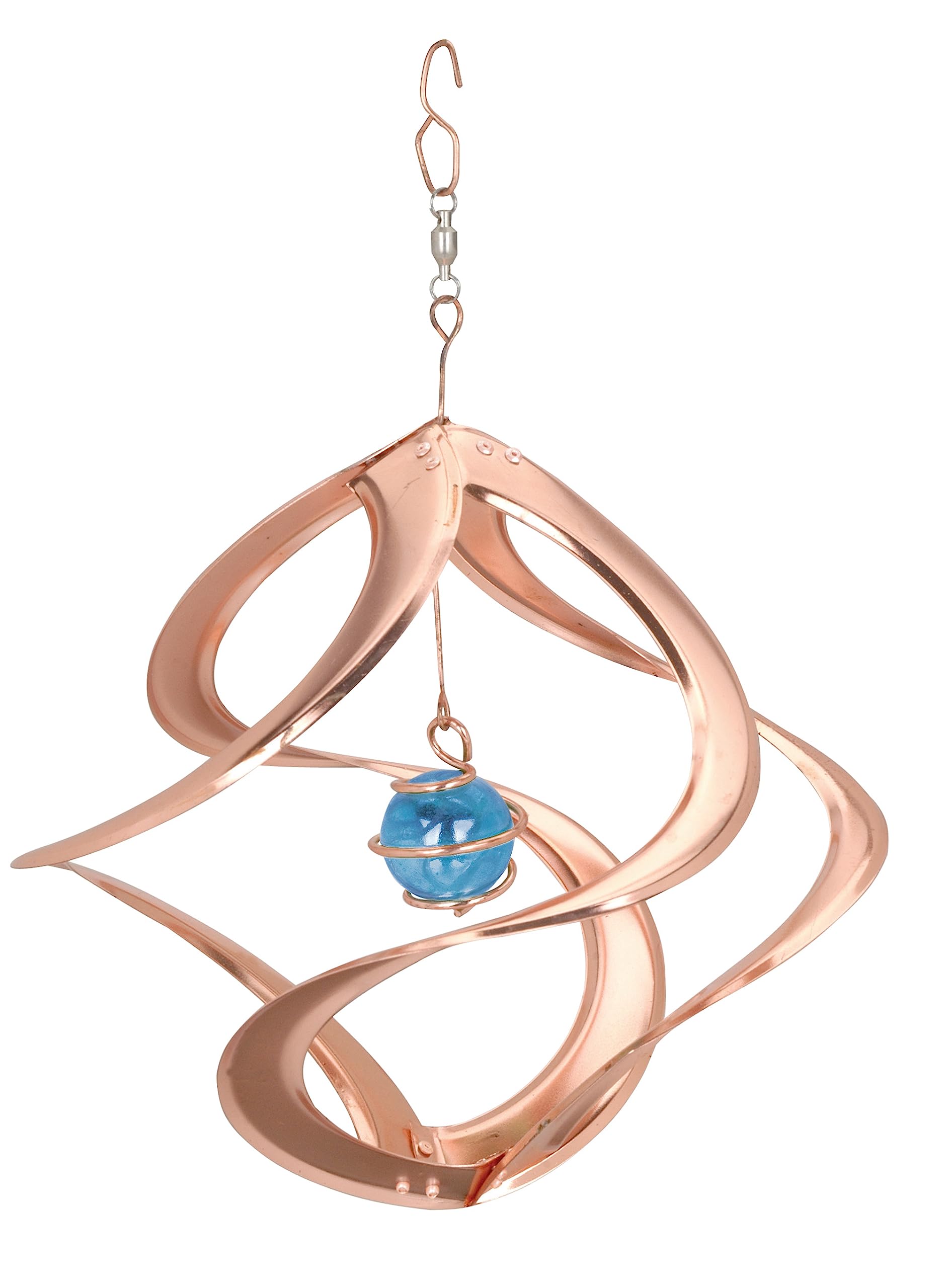 RCS Gifts Cosmix front view showing copper helix and blue planet, adds kinetic art