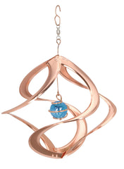 RCS Gifts Cosmix front view showing copper helix and blue planet, adds kinetic art