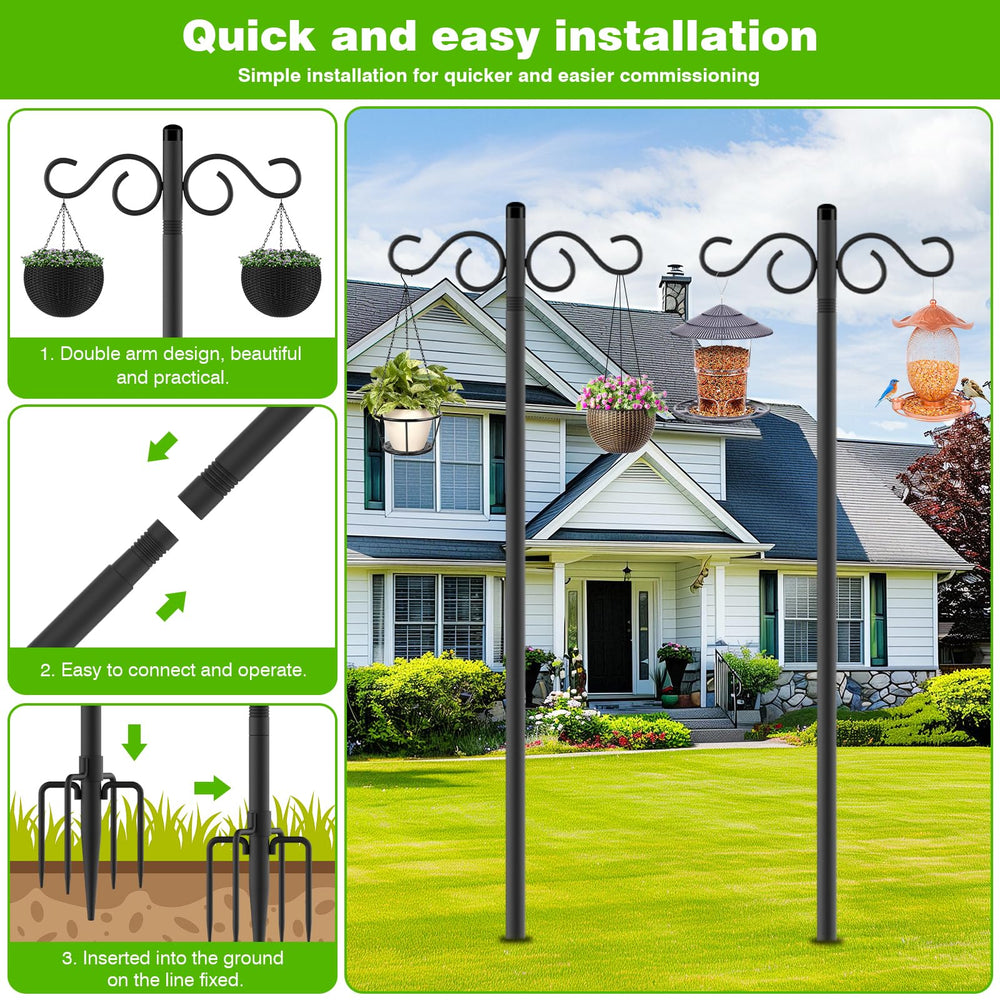 RCUICA double-arm hook top holding two items for balanced garden display