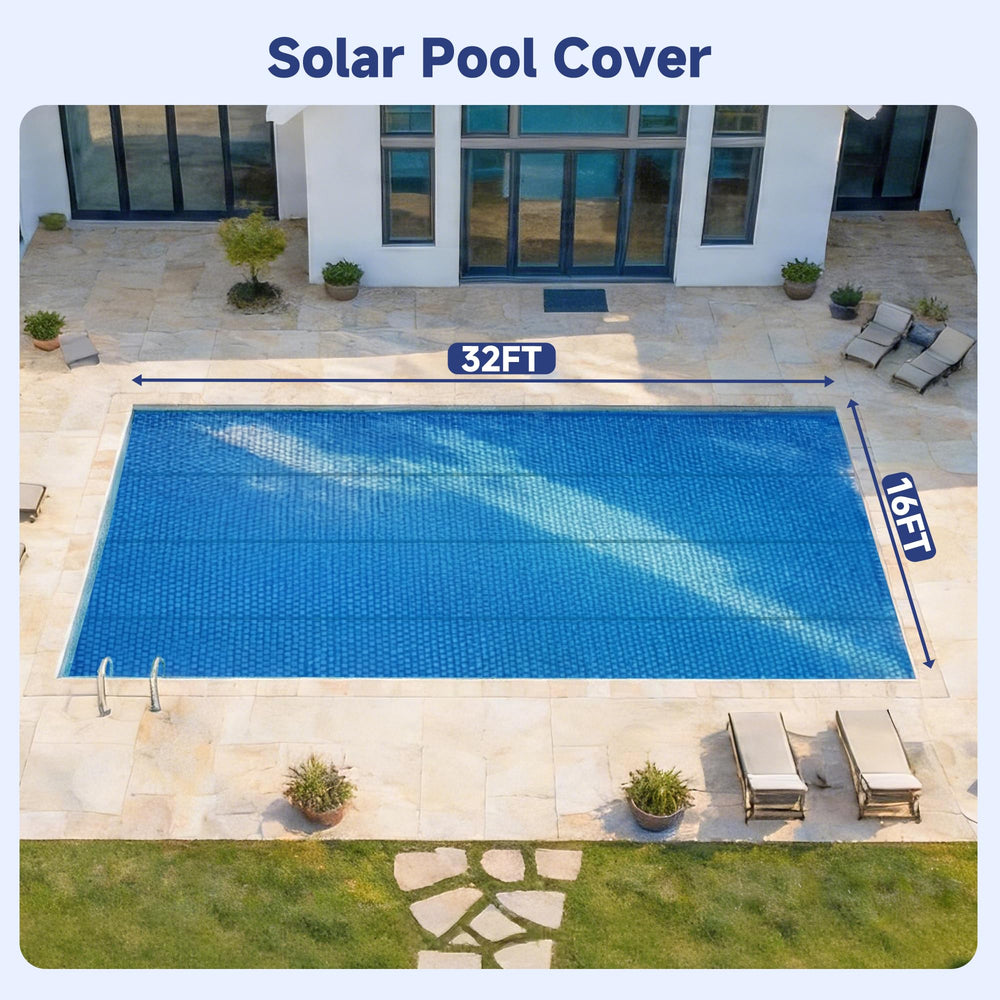 Real Relax evening pool with cover reflecting light, conserving heat and lowering evaporation