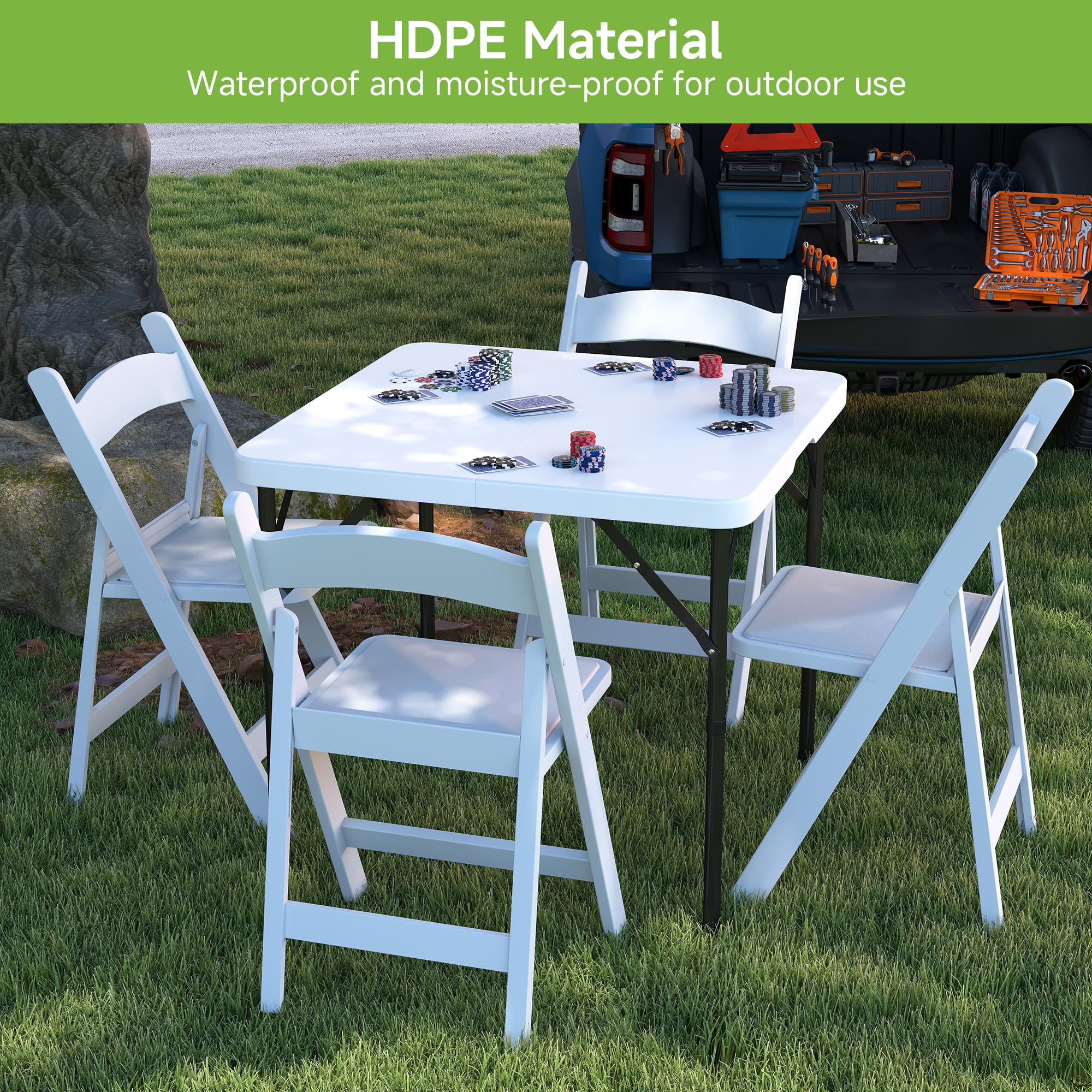 Real Relax table in backyard BBQ demonstrating outdoor versatility