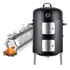 Realcook front view of assembled smoker showing compact design and versatility