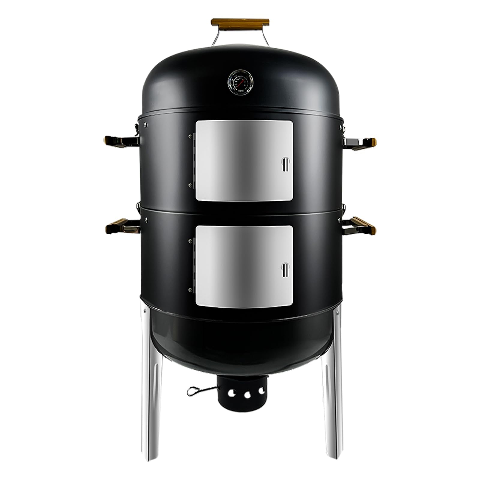 Realcook front view showing smoker exterior and large cooking capacity benefit