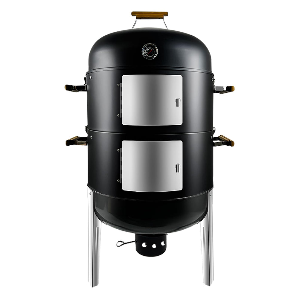 Realcook front view showing smoker exterior and large cooking capacity benefit