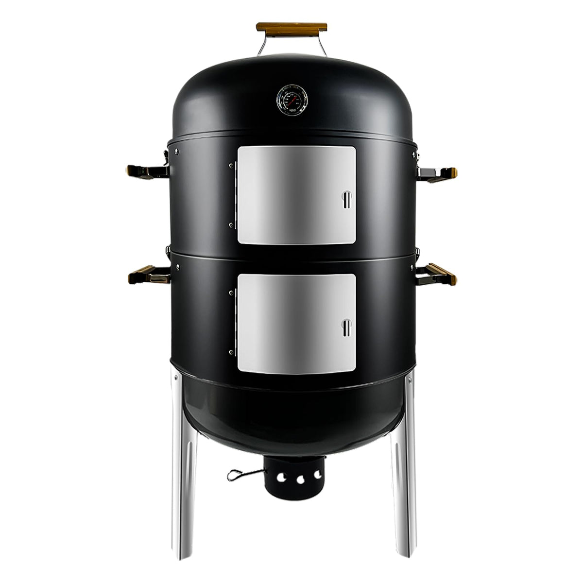 Realcook front view showing smoker exterior and large cooking capacity benefit