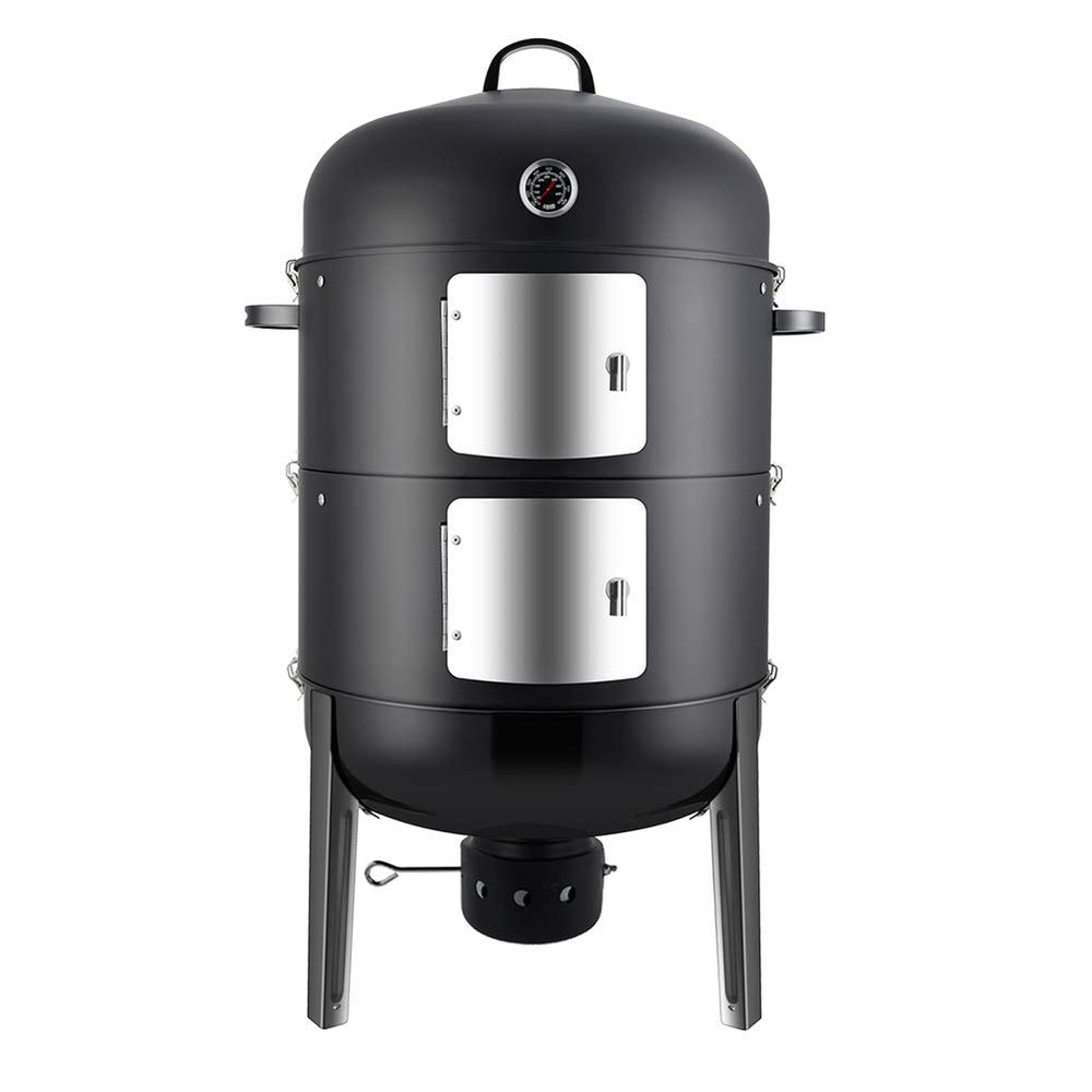 Realcook front view assembled smoker showing large capacity and durable finish benefit