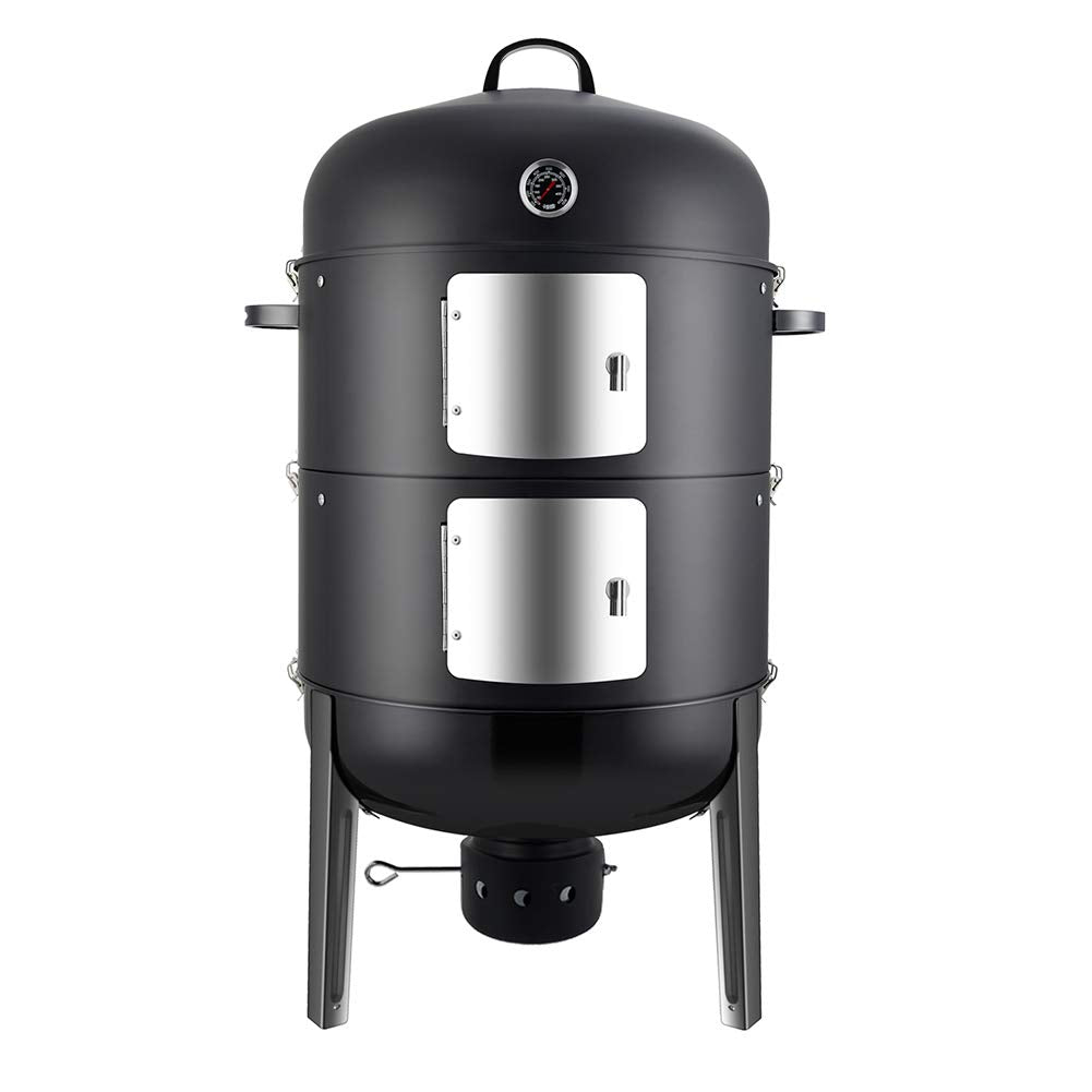 Realcook front view assembled smoker showing large capacity and durable finish benefit