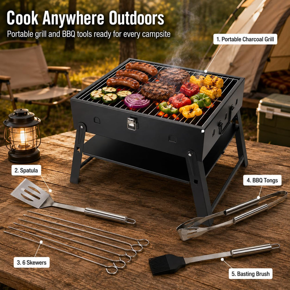 Realcook open front view showing ready-to-use tabletop grill