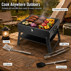 Realcook open front view showing ready-to-use tabletop grill