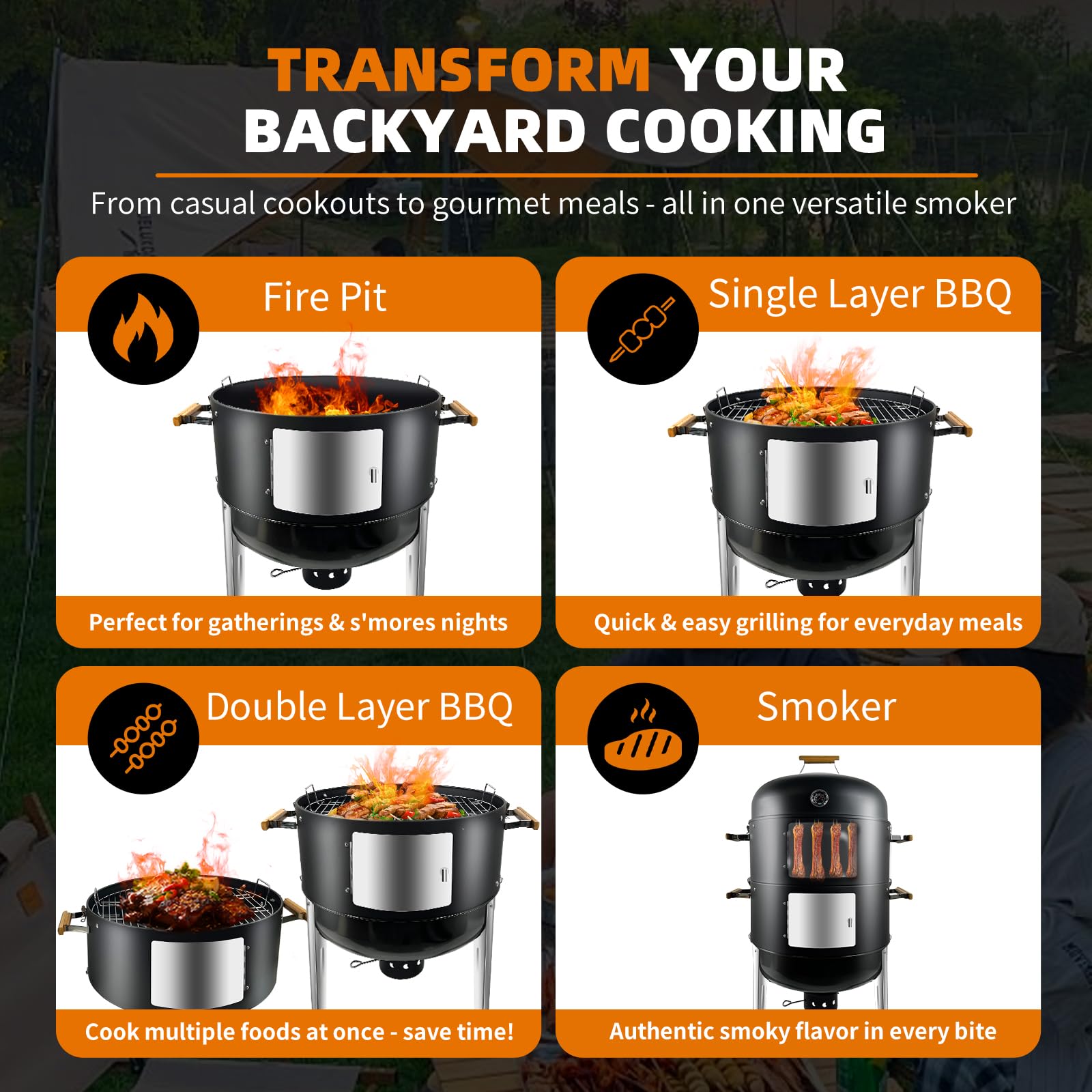 Realcook assembled in a backyard setting for portable outdoor cooking benefit