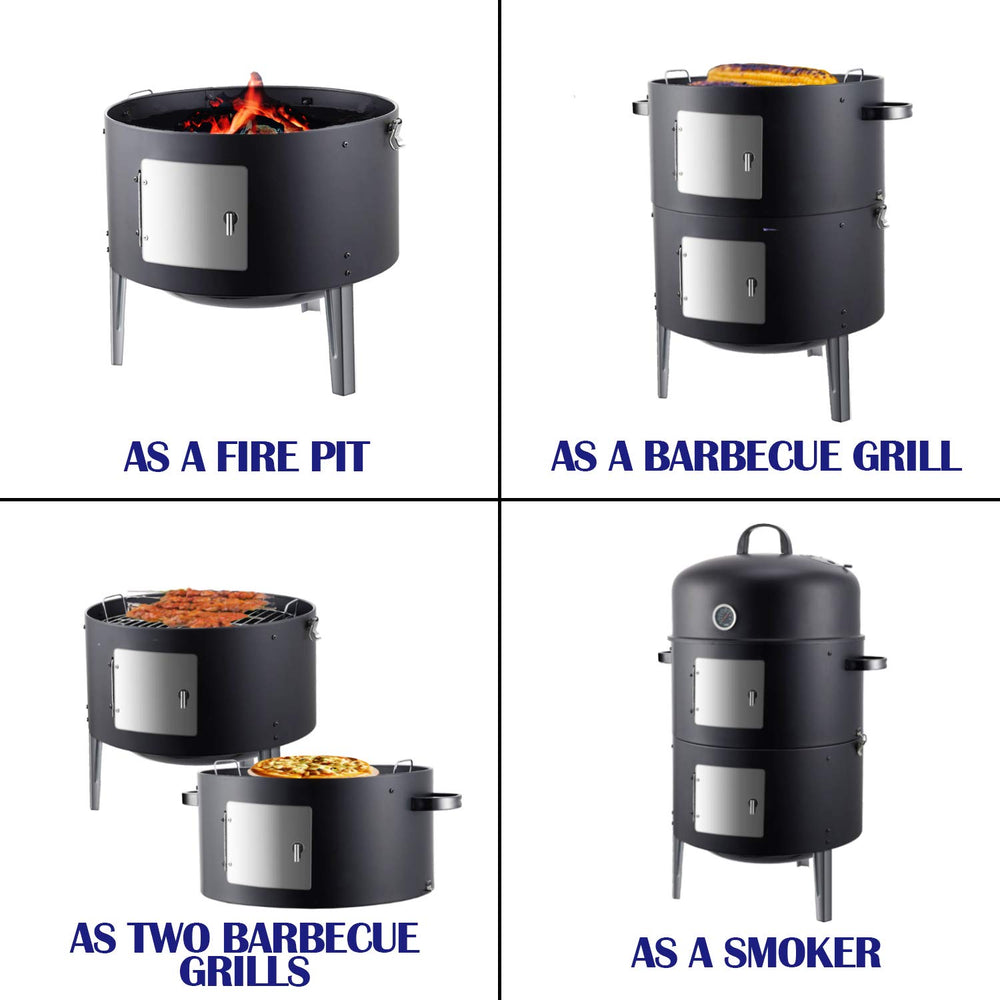 Realcook side view with lower access door open for adding charcoal easily
