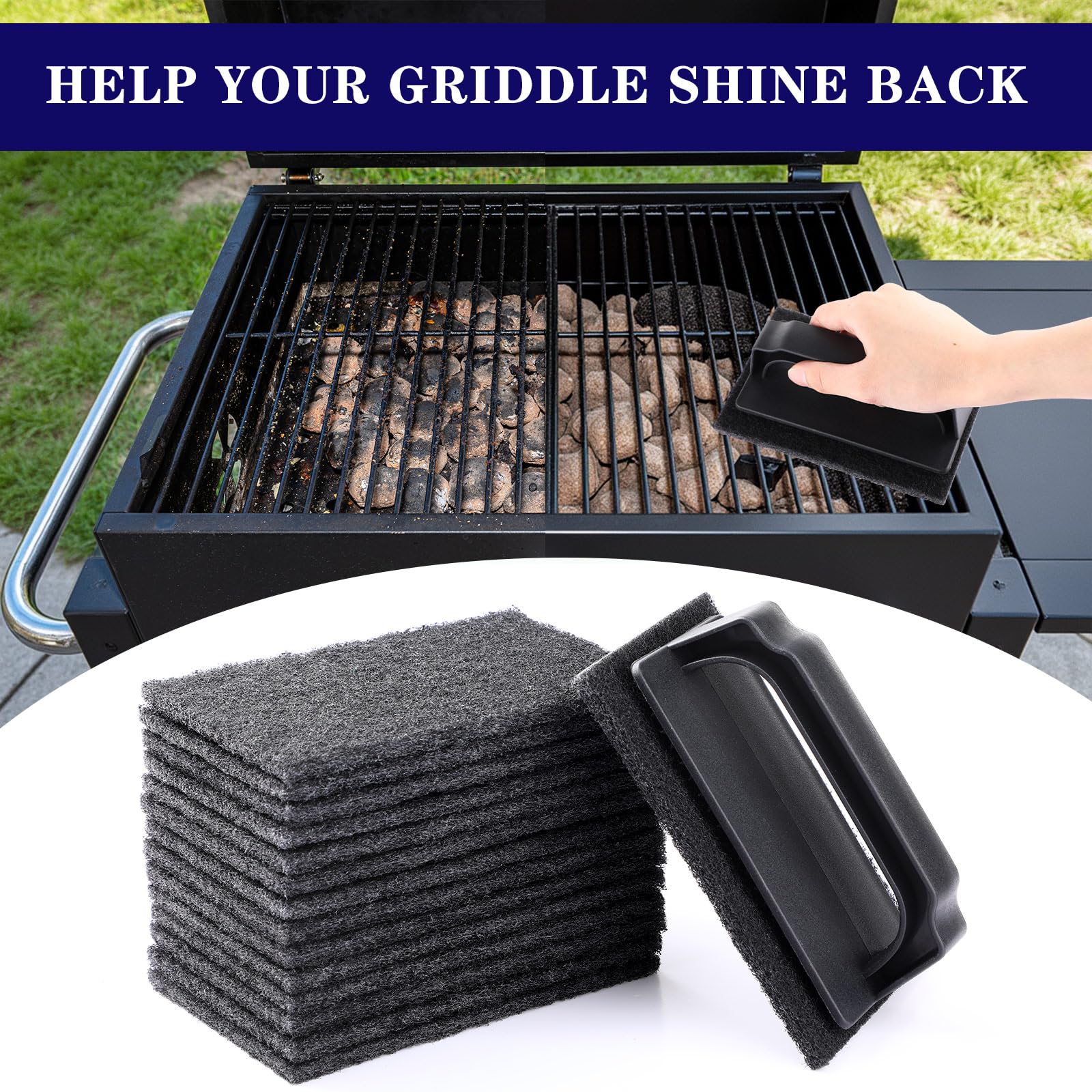 Reallnaive before and after griddle finish comparison showing restored shine and easier maintenance