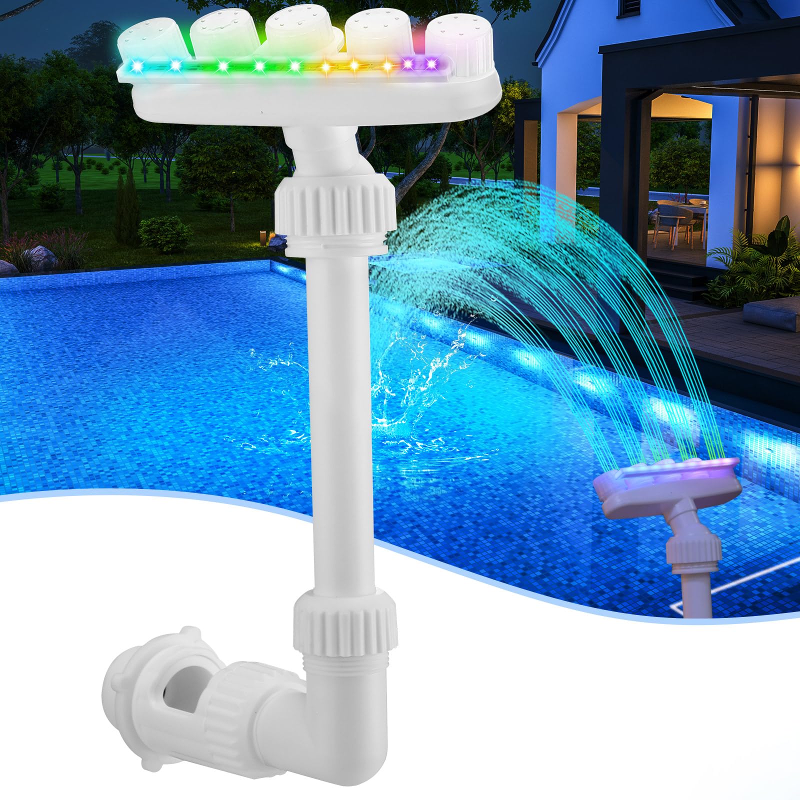 Reallnaive front view of fountain head showing mounting and nozzle for easy install