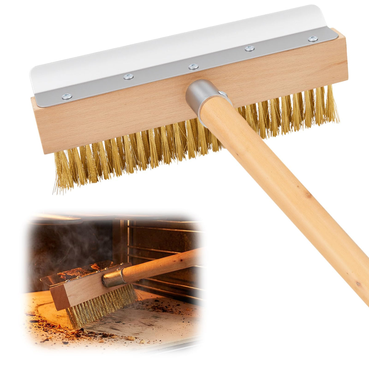 Reallnaive front product view showing full 37-inch wooden handle for safe reach