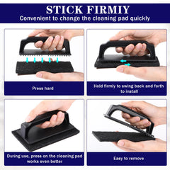 Reallnaive screen holder held in hand to show scale and secure pad fastening benefit